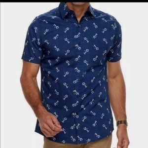 NWT - Mens Haggar - Island Ease Stretch Button Up Shirt - Size XXL.